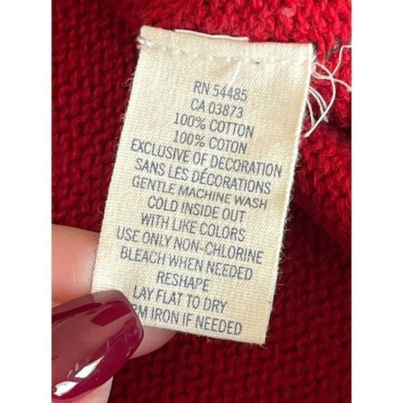 American Eagle Mens Large 1/4 Zip Red & Gray Striped Mock Neck Pullover Sweater - Picture 5 of 7